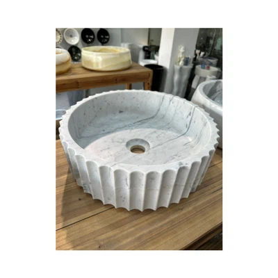 Bồn rửa tròn bằng đá cẩm thạch trắng